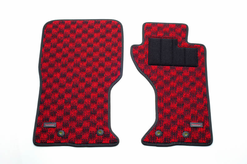 Car Floor Mat - Checkered Red-Black